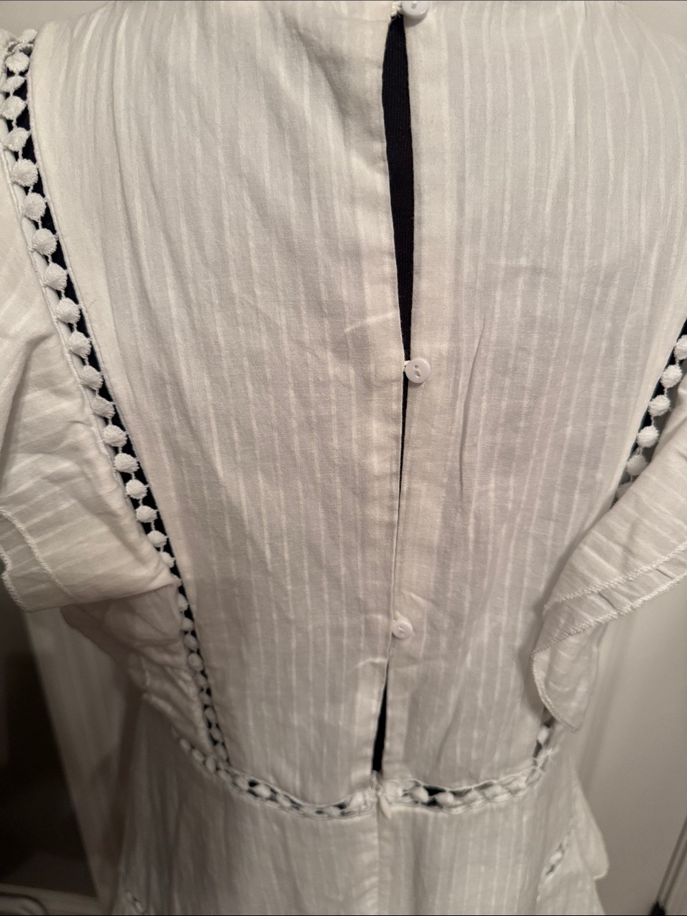 White Ruffled Embroidered Summer Dress - Picture 8 of 12